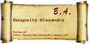Benyovits Alexandra névjegykártya